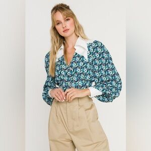 Endless Rose Floral Woven Blouse – Navy Multi | Size Small
